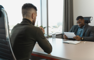 man trying to make a good impression at interview